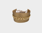 Genuine Gold Link Leather Choker - The Cap D’antibes