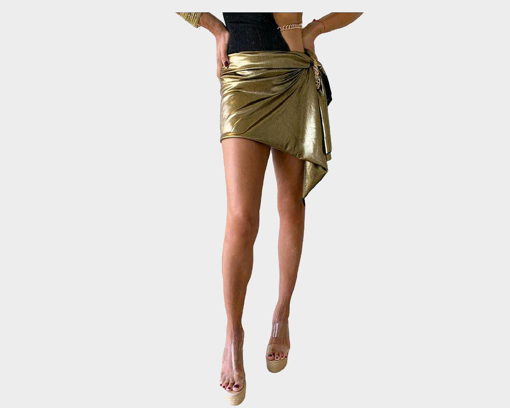 Gold Metallic Foil Resortwear Beach Paréo- The Cap Ferrat