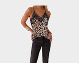 Italian Black Lace Leopard Spaghetti Strap Tank Top - The Roma Di Moda