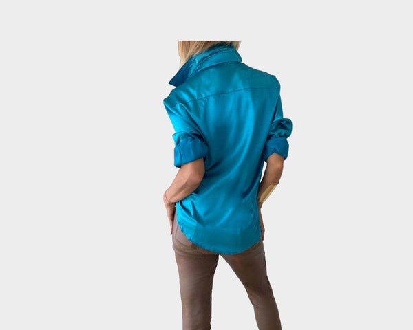 Santorini Bleu Vert Long Sleeve Shirt - The Santorini