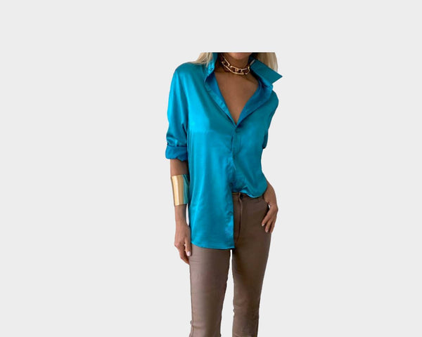 Santorini Bleu Vert Long Sleeve Shirt - The Santorini