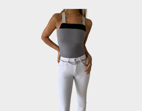 2.  Tricolor Grey Bodysuit - The Milano Di Moda