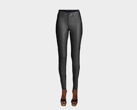 Dark Grey Vegan-Leather jeans - The MIlan