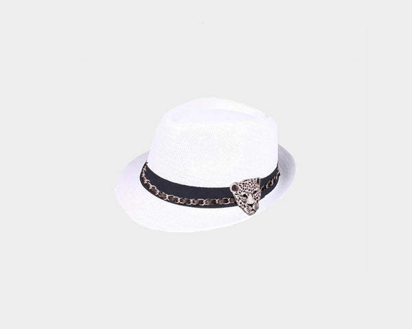 Short Brim Black Fedora Panther Hat - The Milan