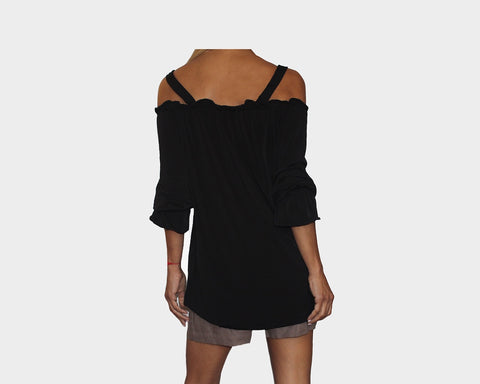 Black Strap Off Shoulder Top - The East Hampton